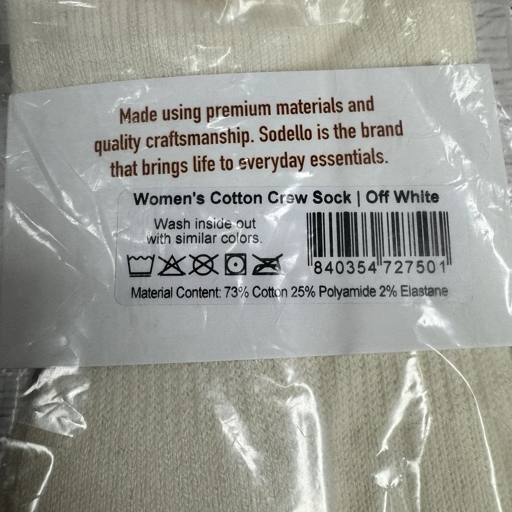 Sodello Women's Cotton Crew Socks Black Off-White NWT Lot of‎ 2